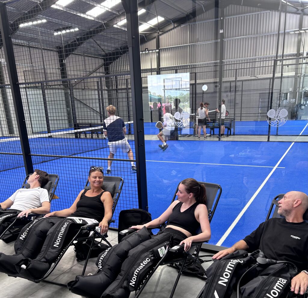 Indoor padel court in Hertfordshire during a match at Country Padel Co's birthday event